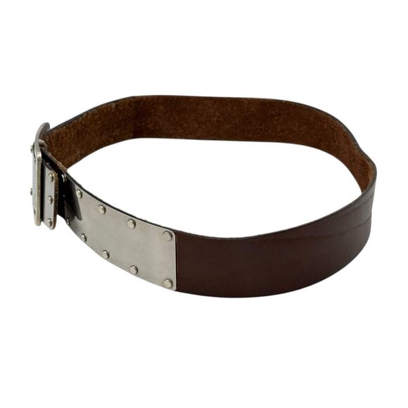 Rivet Metal Leather Belt Womens SZ 36 Brown Buckle Grunge Punk Rocker Cosplay main image 8
